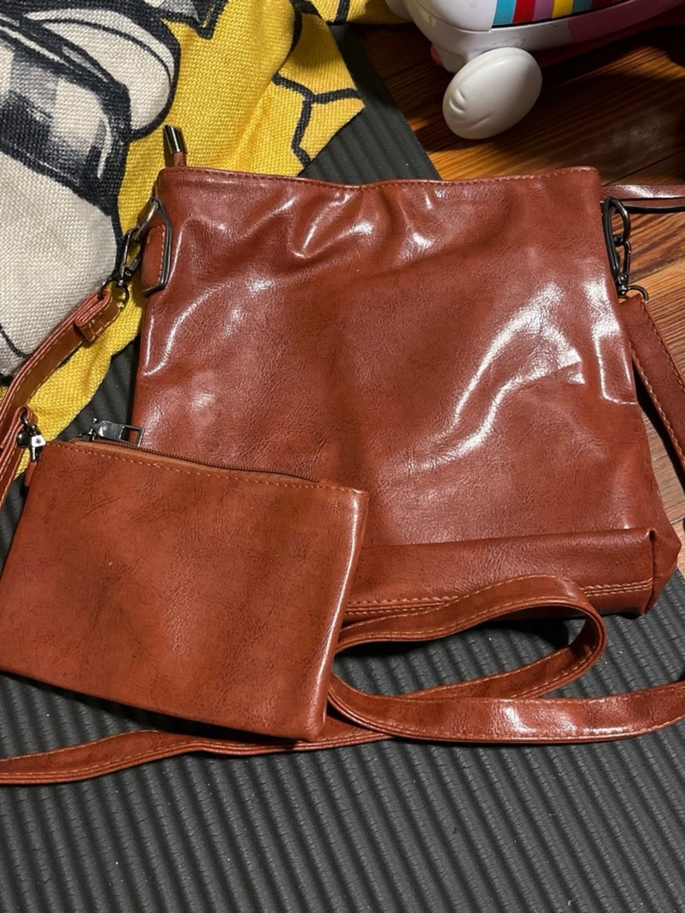Rust Brown Women's Crossbody Bag with Zip Pouch